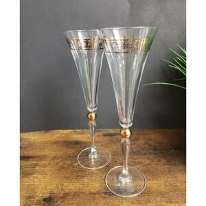Millennium Godiva Crystal Set of 2 Champagne Flutes, Made in France